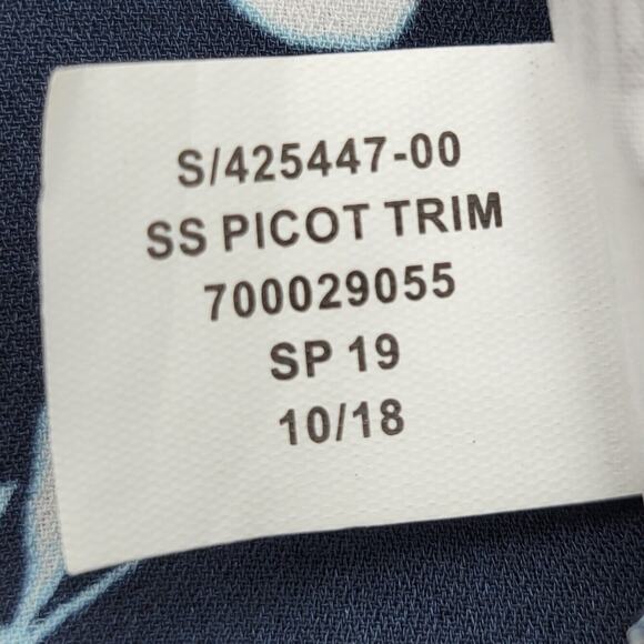 Banana Republic Top Women's XXL Floral Picot-Trim Blouse Semi Sheer Romantic - Picture 8 of 8